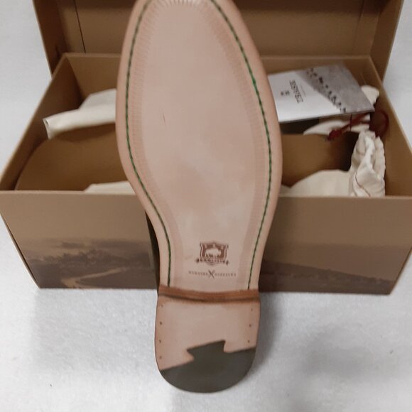 TRASK HUNTER MEN GREEN SUEDE DARK BROWN STEER LEATHER SLIP ON SHOES 11M - Picture 14 of 16